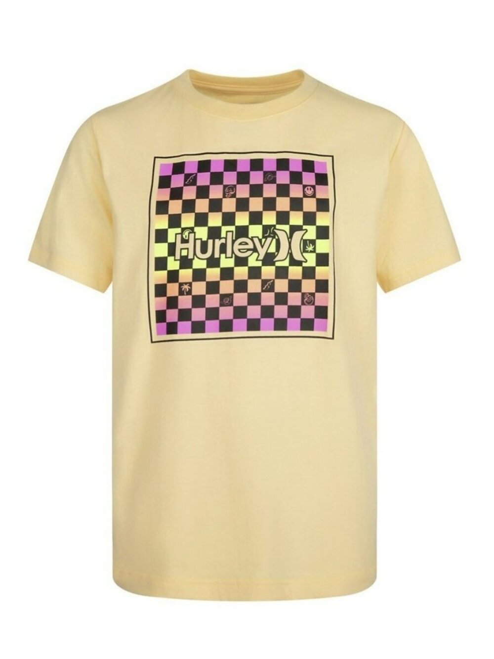 NEW Hurley Melon Tint Orange Skater Check Short Sleeve T Shirt Youth Boys XL